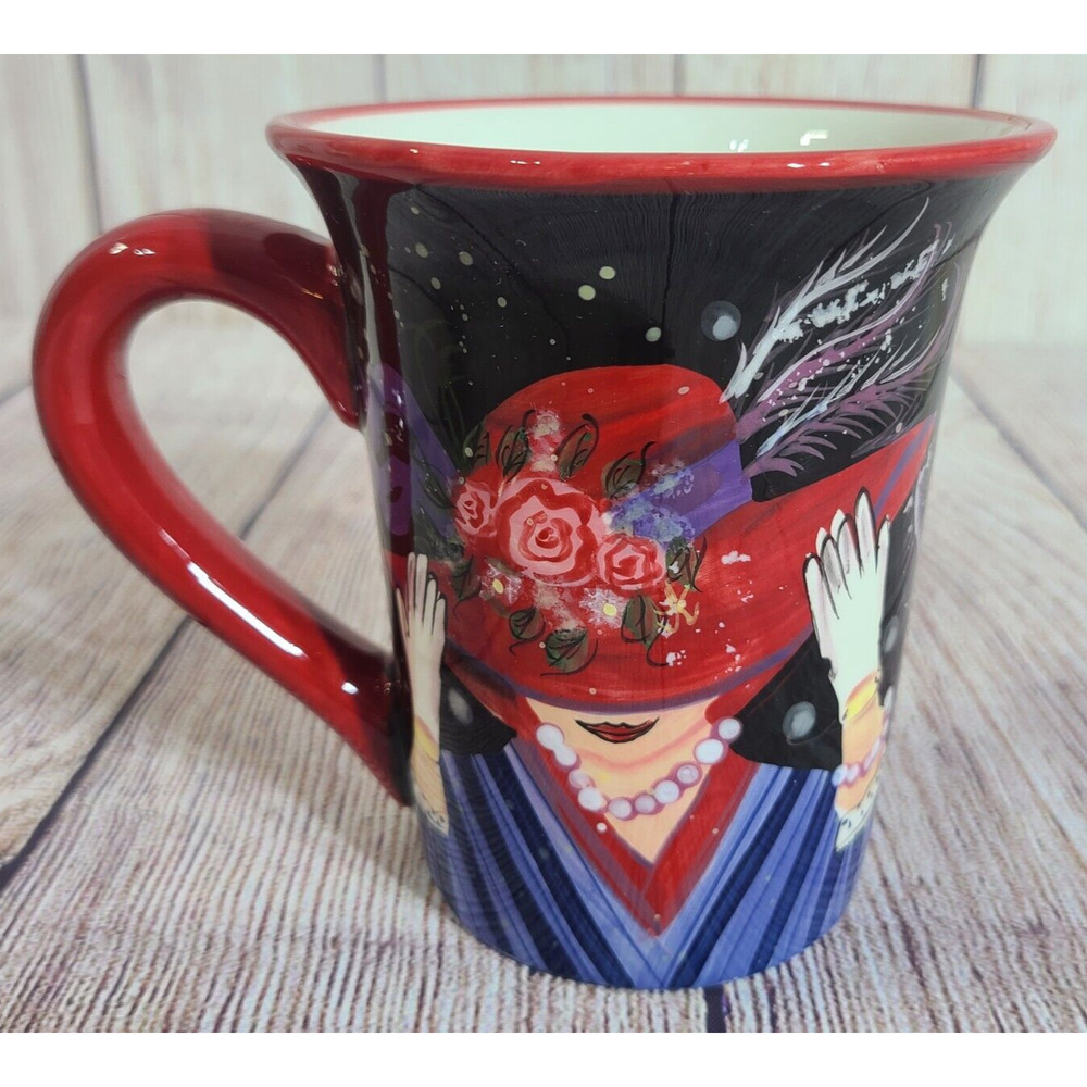 Susan Winget Certified Entertainment Red Hat Society Mug Red Black Purple